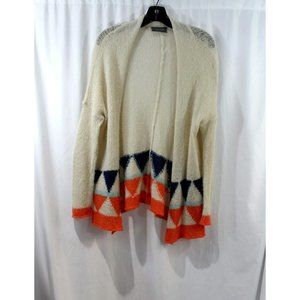 Wooden Ships Womens Beige Blue Orange Open Front Cardigan Sweater XS
